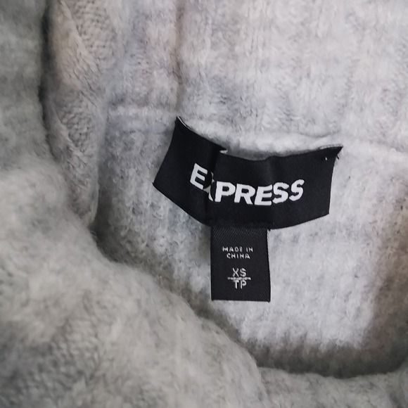 EXPRESS Acrylic Mini Turtleneck Sweater Dress‎ Size XSmall in Grey Heather - Picture 11 of 16